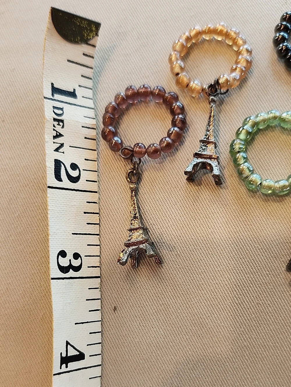 Set 6 Glass Bead Wine Glass Charms With Eiffel Tower